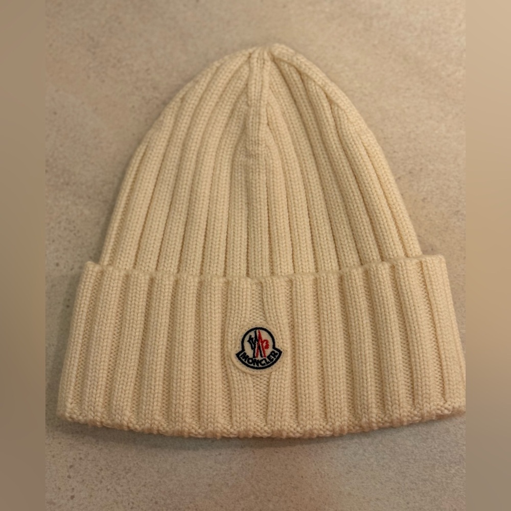 Moncler Ivory Knit Beanie